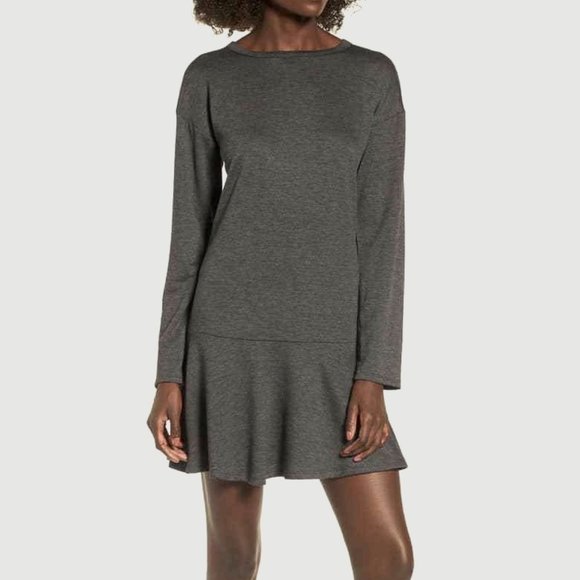 Sweatshirt Dress, B.P, Nordstrom, drop waist, Gray, cozy, women's, small, NWT - Picture 1 of 6